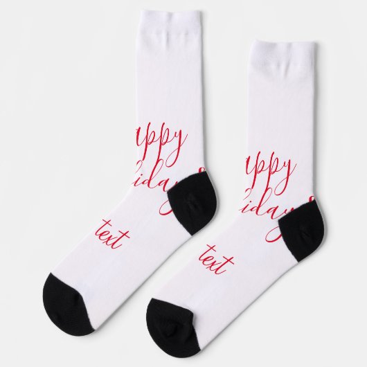 Chaussette Joyeuses fêtes Noël calligraphie rouge simple mi (Gauche)