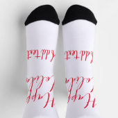 Chaussette Joyeuses fêtes Noël calligraphie rouge simple mi (Haut)