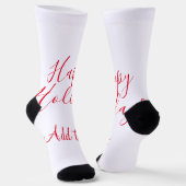 Chaussette Joyeuses fêtes Noël calligraphie rouge simple mi (Angulaire)