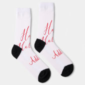 Chaussette Joyeuses fêtes Noël calligraphie rouge simple mi (Droite)