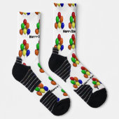 Chaussette Joyeux Balloons Texte Anniversaire Imprimé Voeux (Droite)