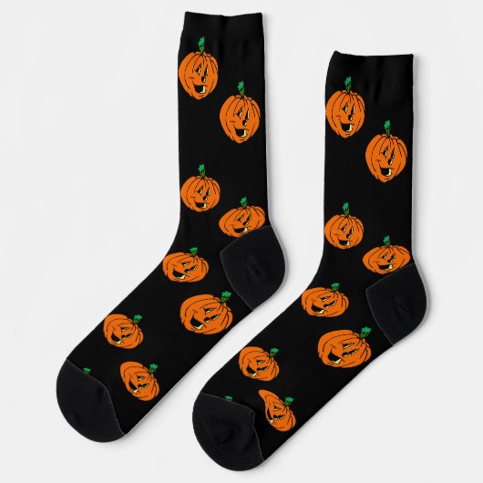 Chaussette Joyeux Halloween, Amical, Citrouille Jack-o'Lanter (Gauche)