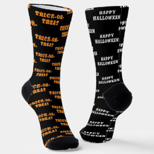 Chaussette Joyeux Halloween Trick or Treat Noir Orange