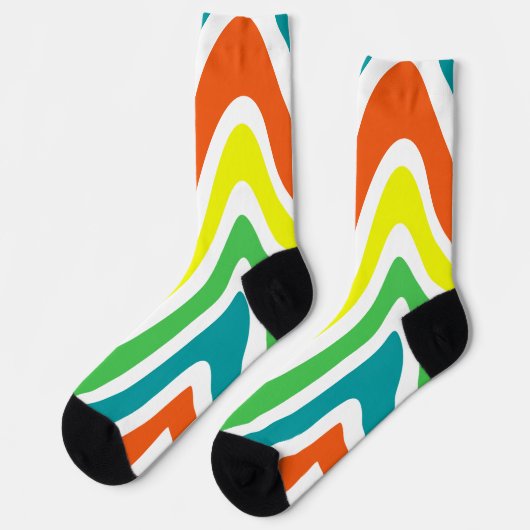 Chaussette Joyeux motif abstrait bleu orange jaune (Gauche)