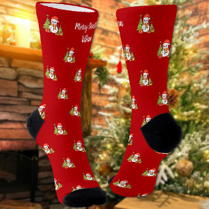 Chaussette Joyeux Noël Arbre mignon Snowman Personnalisé