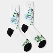 Chaussette Joyeux Noël ! Bonhomme de neige avec chat et chiot (Droite)