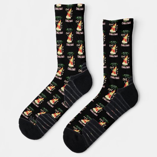 Chaussette Joyeux Noël Cheesy Noël Noël Père Noël Pizza Noël (Gauche)