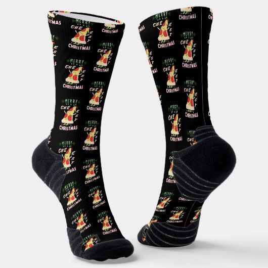Chaussette Joyeux Noël Cheesy Noël Noël Père Noël Pizza Noël (Angulaire)
