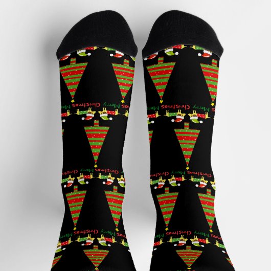 Chaussette Joyeux Noël (Chiens de Père Noël) (Haut)