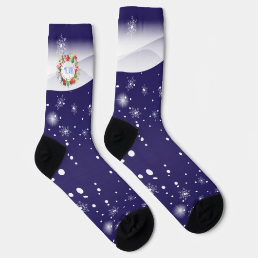 Chaussette Joyeux Noël et Bonne Année ! Monogramme XMAS (Droite)