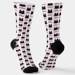 Chaussette Joyeux Noël Plaid Arbre de Noël Motif