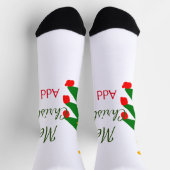 Chaussette Joyeux Noël rouge vert Noël ajouter le nom (Haut)