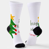 Chaussette Joyeux Noël rouge vert Noël ajouter le nom (Angulaire)