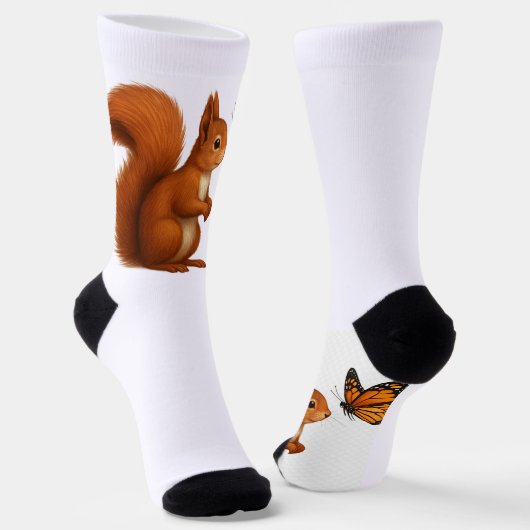 Chaussette Joyful Chase – Happy Squirrel & Butterfly (Angulaire)
