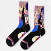 Chaussette Kandinsky - Cubisme Abstrait avec rose et blues (Gauche)