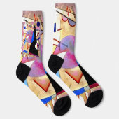 Chaussette Kandinsky - Cubisme Abstrait avec rose et blues (Droite)
