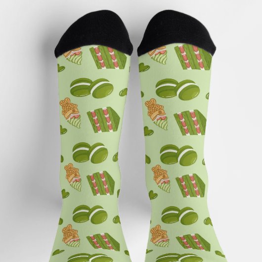 Chaussette  Kawaii Hand-Drawn Matcha Sweets Seamless Pattern (Haut)