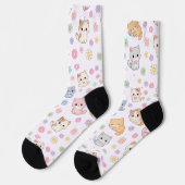 Chaussette Kawaii Pastel Chatons et Fleurs (Gauche)