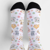 Chaussette Kawaii Pastel Chatons et Fleurs (Haut)