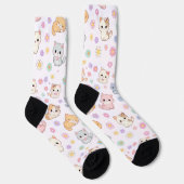 Chaussette Kawaii Pastel Chatons et Fleurs (Droite)