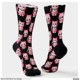 Chaussette Kawaii Rose Kitty Cats Design
