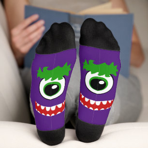Chaussette Kawaii souriant un monstre teinté