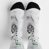 Chaussette Keeshond Noël Snowman Peinture Chien Art (Haut)