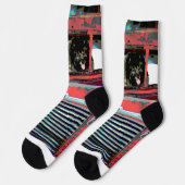 Chaussette Keeshond Noël Vieux Camion Peinture Chien Art (Gauche)