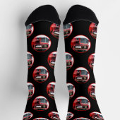 Chaussette Keeshond Peinture Noël Vieux Camion Rouge Chien Ar (Haut)