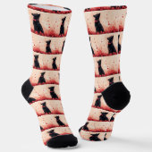 Chaussette Kelpie australien avec des roses - Saint-Valentin (Angulaire)