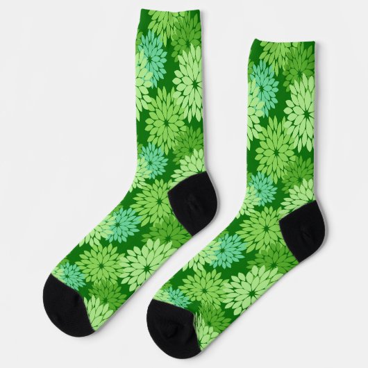 Chaussette Kimono floral moderne Impression, Vert citron (Gauche)