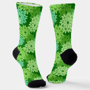 Chaussette Kimono floral moderne Impression, Vert citron