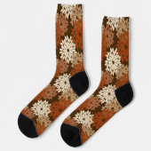 Chaussette Kimono floral moderne imprimé, Brown foncé et bron (Gauche)