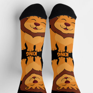 Chaussette KING Texte mignon Lion imprimé Premium Crew beau