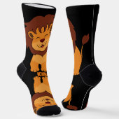 Chaussette KING Texte mignon Lion imprimé Premium Crew beau (Angulaire)