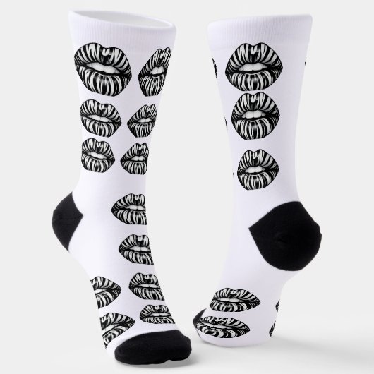 Chaussette Kiss Pattern Crew Socks –  Lips Design for Women (Angulaire)