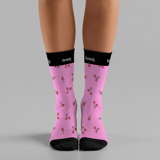 Chaussette Kitschy Cherries Cute Amusante Été Nom moderne