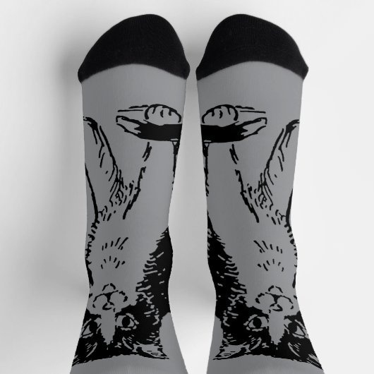 Chaussette Kitty Chat sur Grey Fine Art (Haut)