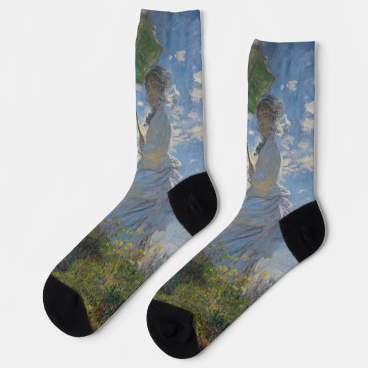 Chaussette La femme de Monet avec parasol, Paysage impression (Gauche)