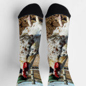 Chaussette **"La Majesté tachetée : le coq de ferme moucheté" (Haut)