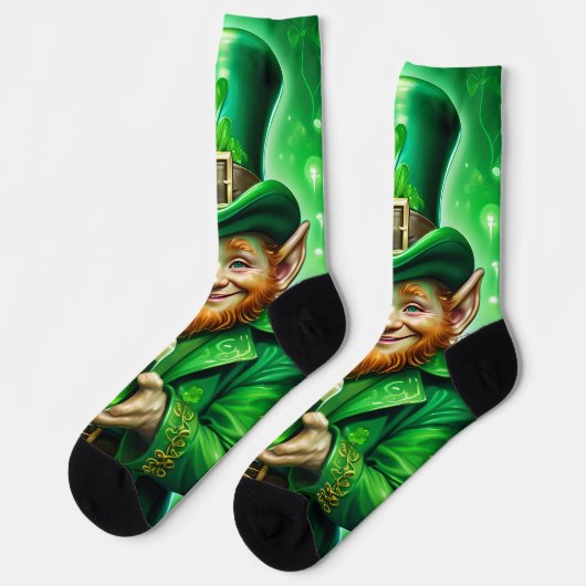 Chaussette La Saint-Patrick Bière Verte Leprechaun (Gauche)