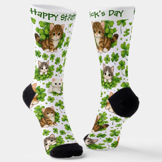 Chaussette La Saint-Patrick Mignon Chat & Trèfle Amoureux des (Angulaire)