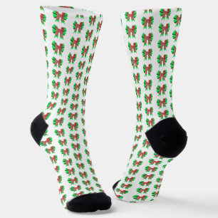 Chaussette Labradoodle Noël Chien Nœud Silhouette Blanc