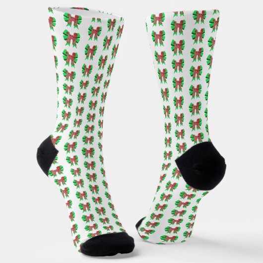 Chaussette Labradoodle Noël Chien Nœud Silhouette Blanc (Angulaire)