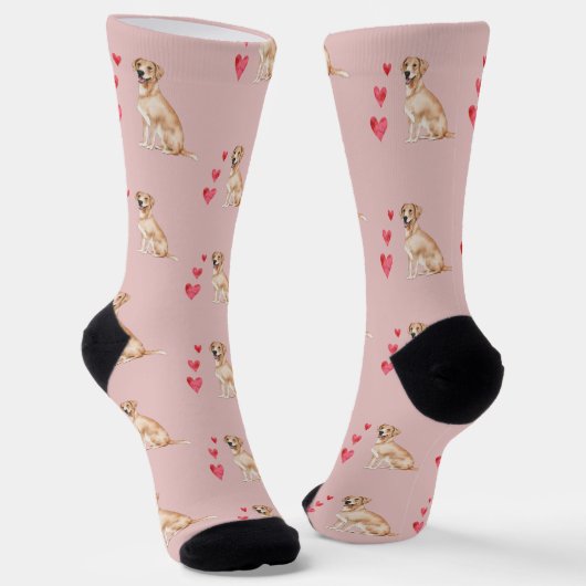 Chaussette Labrador Retriever Chien Motif sur rose (Angulaire)