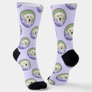 Chaussette Labrador Retriever Puppy Peinture Chien Jaune Art