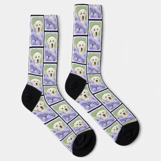 Chaussette Labrador Retriever Puppy Peinture Chien Jaune Art (Droite)