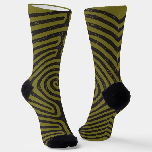 Chaussette Labyrinthe à Cercle Noir (Olive) Beaux-Arts (Angulaire)