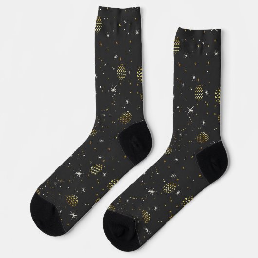 Chaussette Lanternes d'or et étoiles blanches (Gauche)