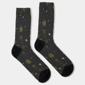 Chaussette Lanternes d'or et étoiles blanches (Droite)